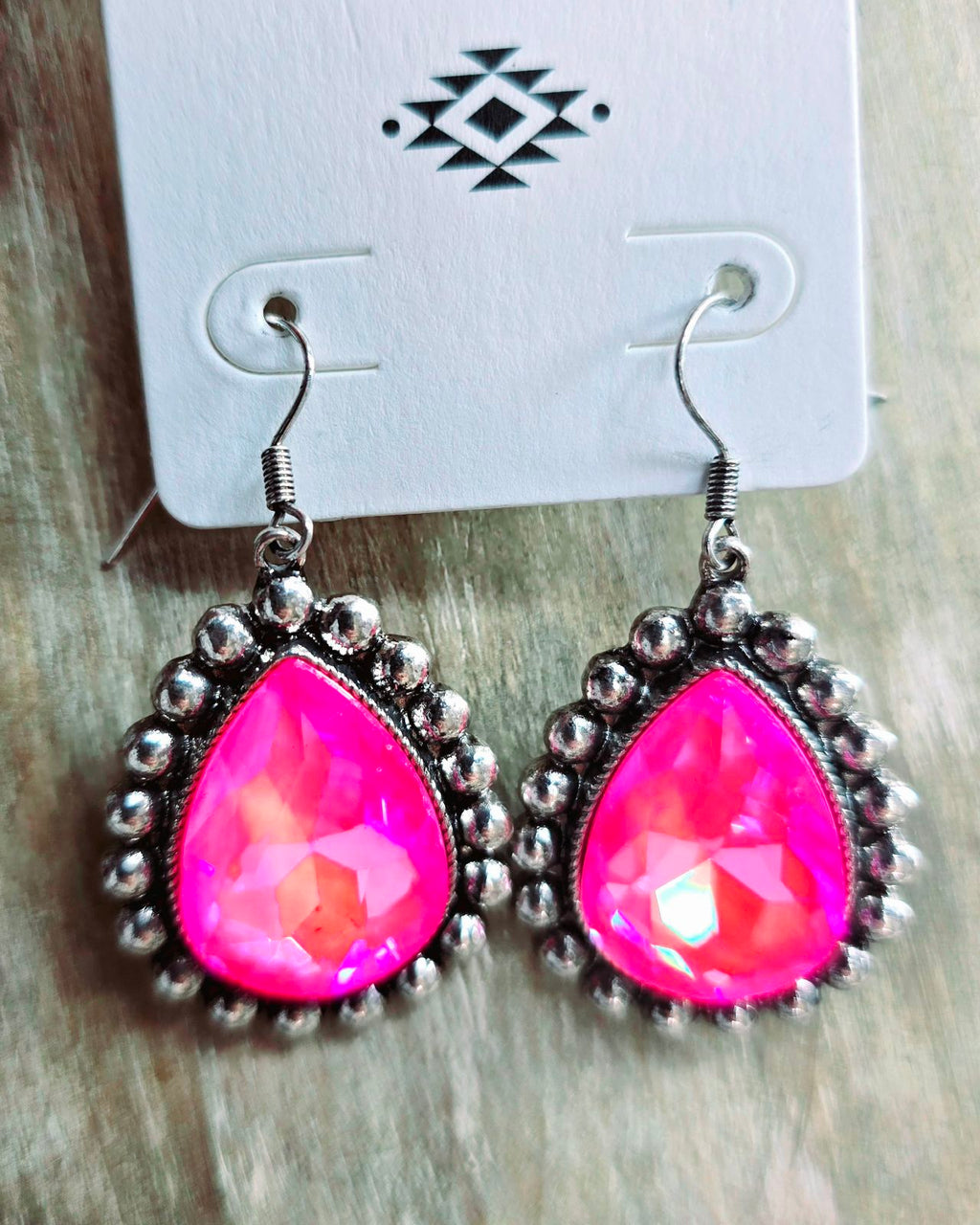 Pink Teardrop Dangle Rhinestone Earrings