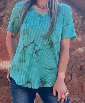 Turquoise Herd V-Neck Tee