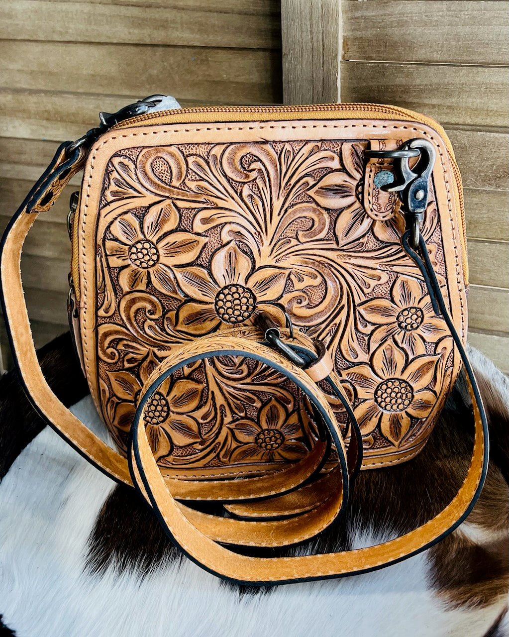 Tooled AD Crossbody Bag