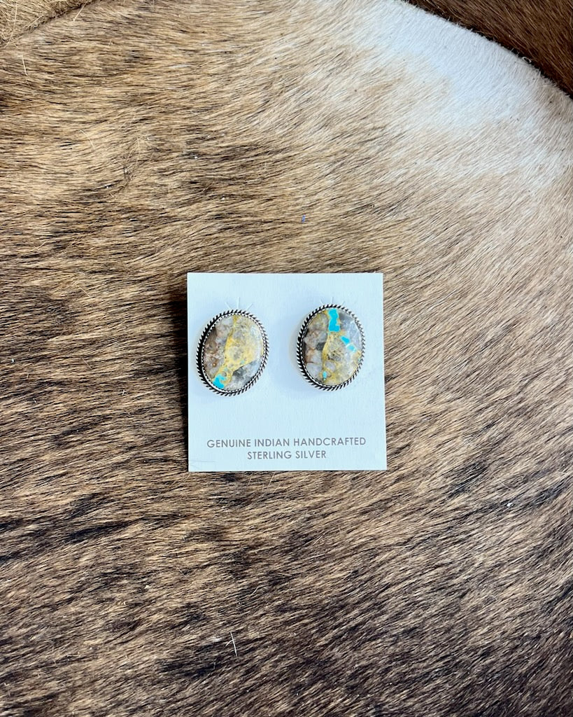 Boulder Turquoise Stud Earrings *Genuine