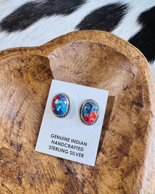 H- Orange Dahlia Studs *Native Made