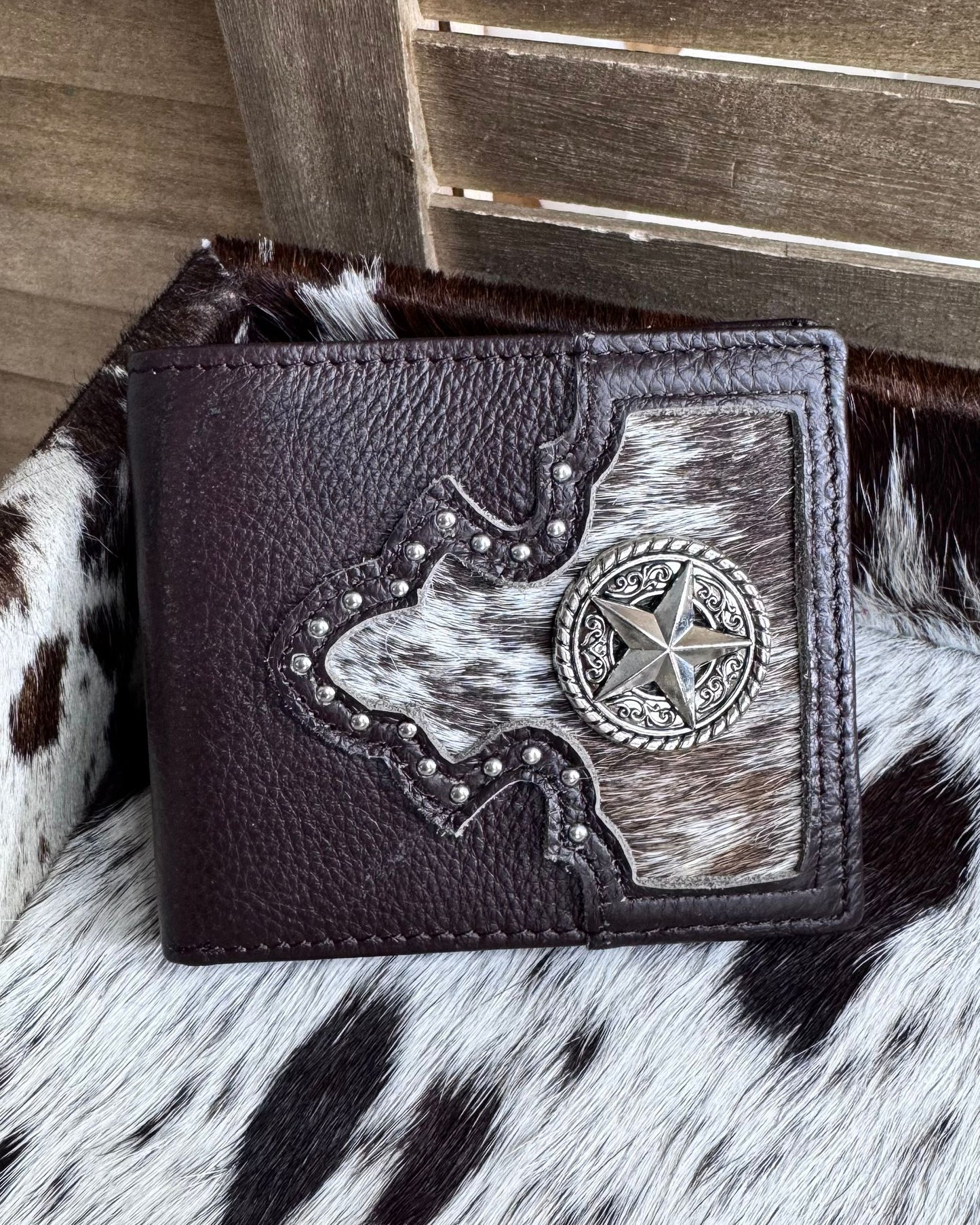 Star Cowhide Bi-Fold Wallet