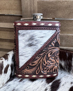 B-Cowhide Tooled Flask