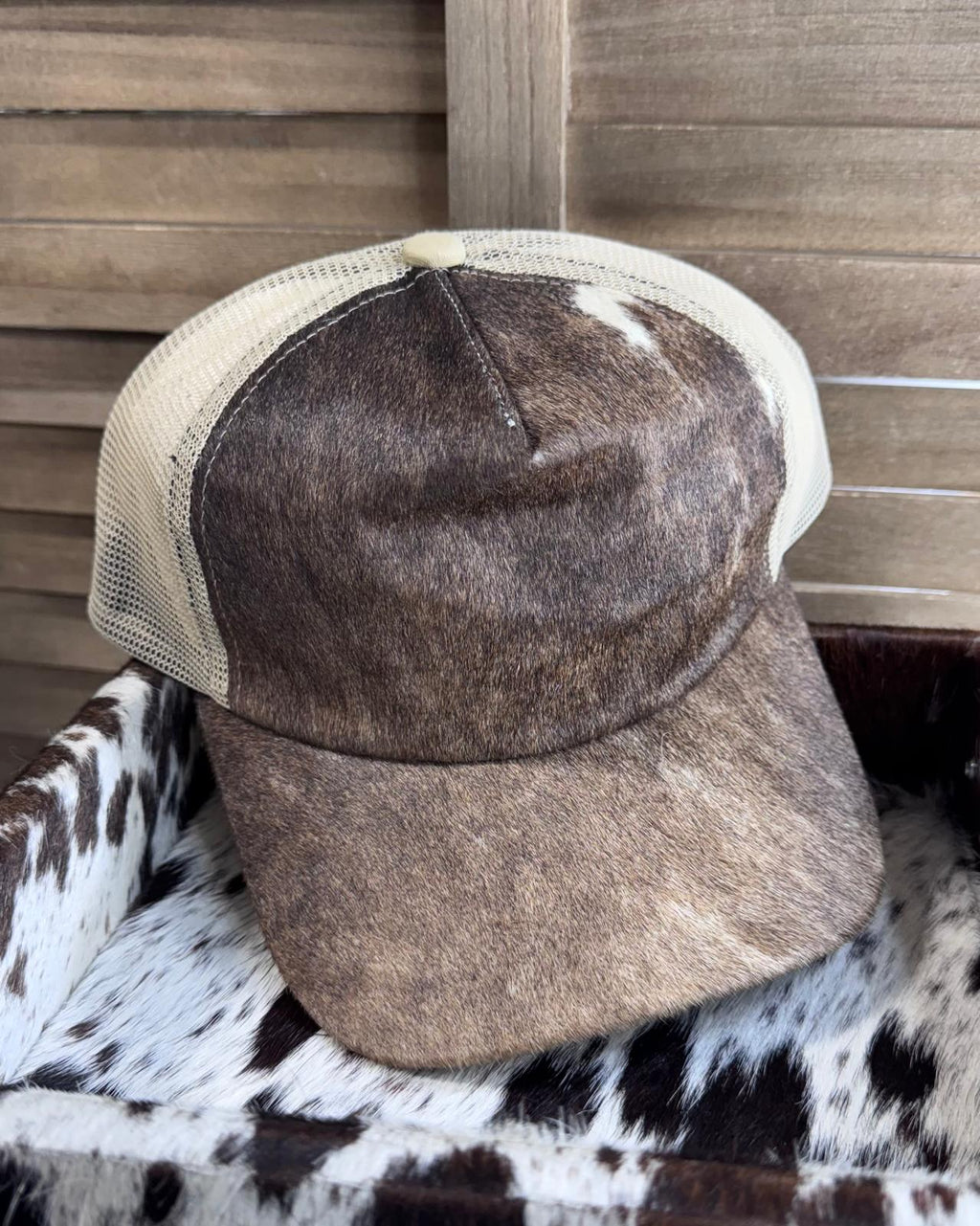 F-Beige Cowhide Cap