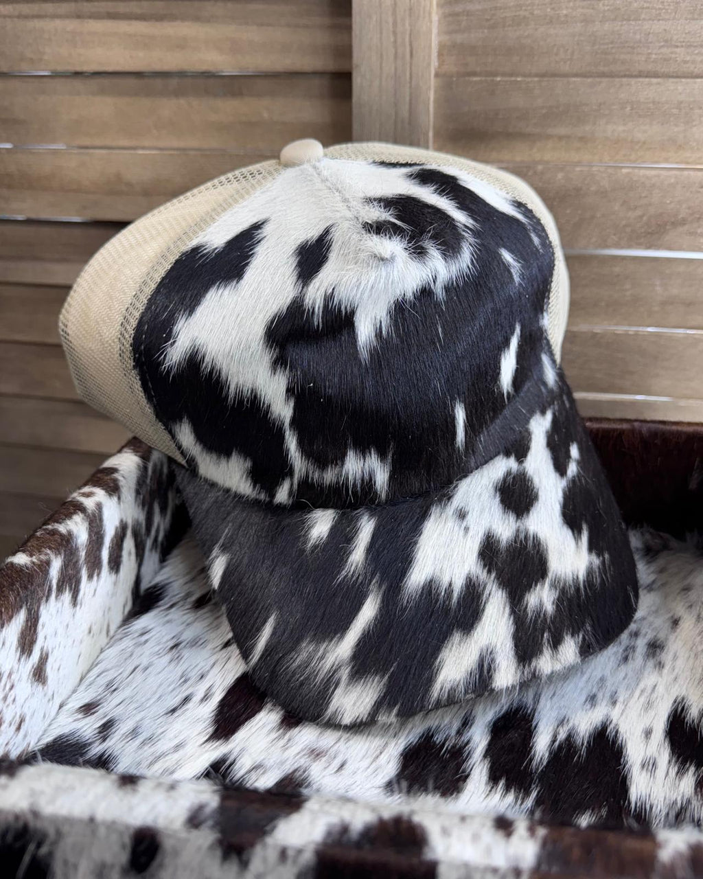 B-Beige Cowhide Cap