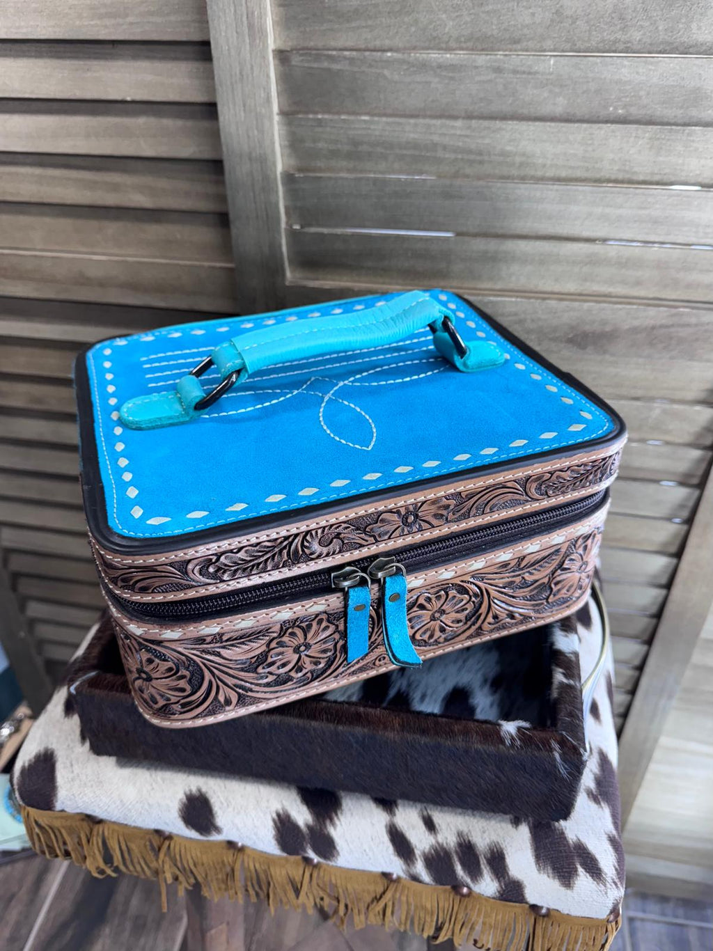 Turquoise Bootstitch Jewelry Box