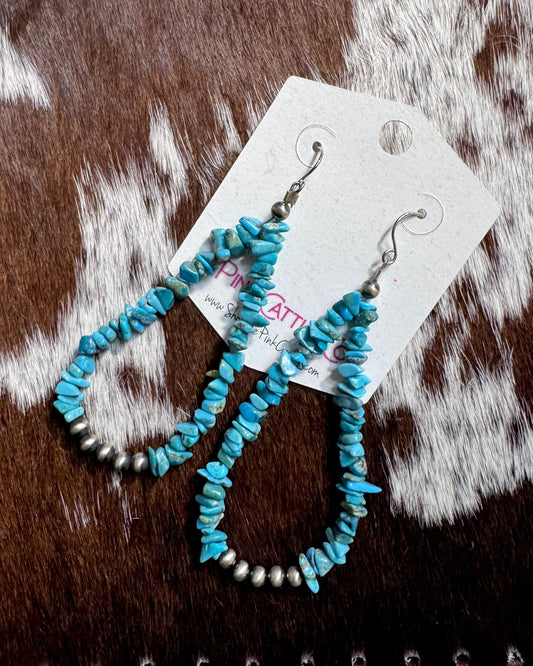 Turquoise Chip Teardrop Earrings
