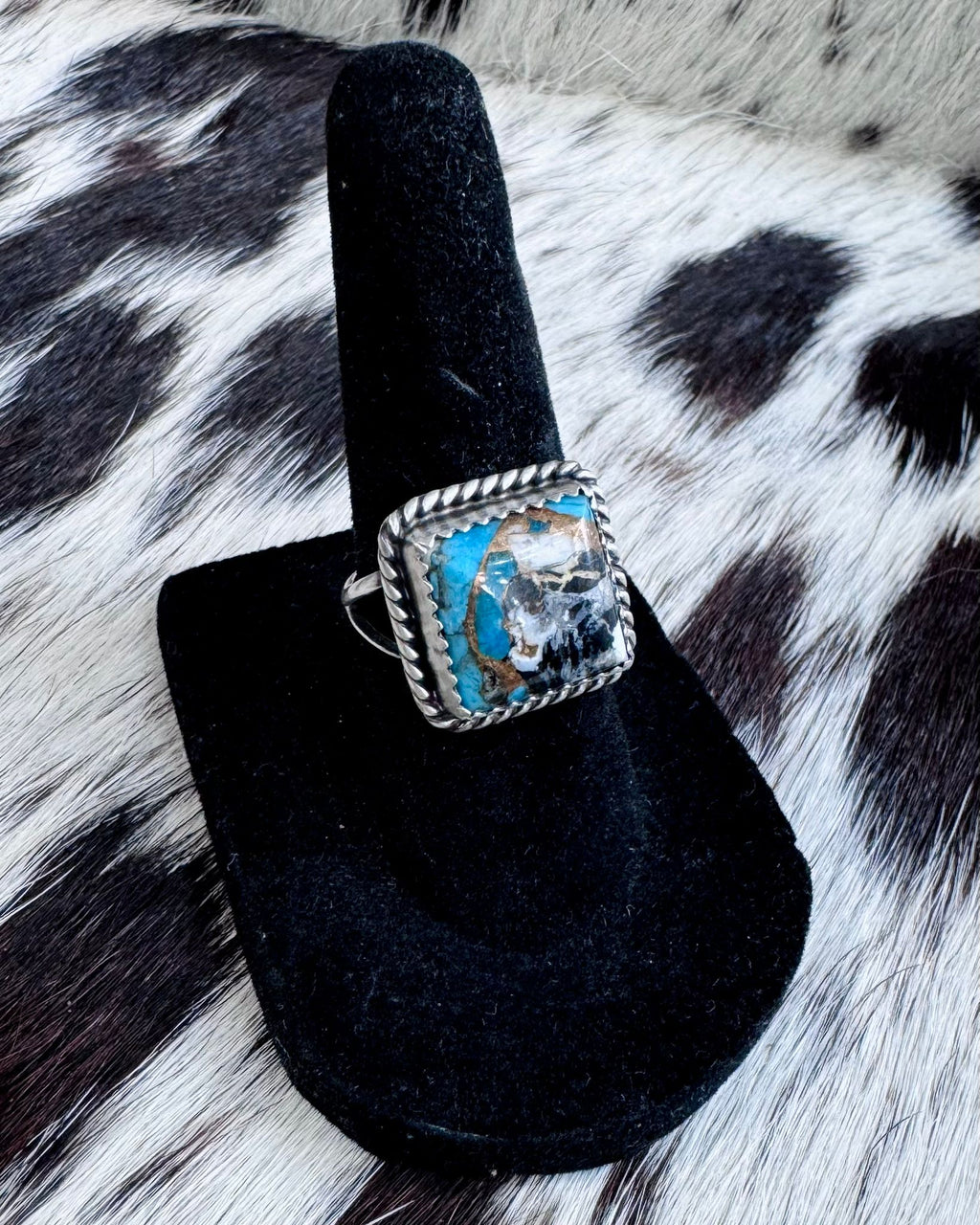 White Buffalo Turquoise Square Ring