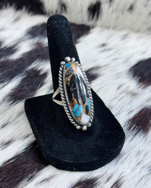 White Buffalo Turquoise Oval Ring