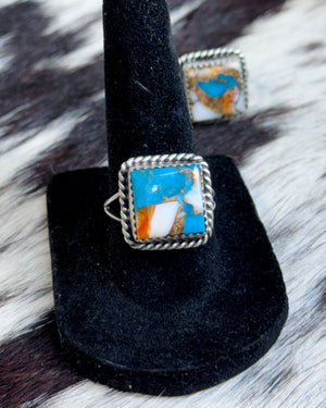 Spiny Turquoise Square Ring *sz8