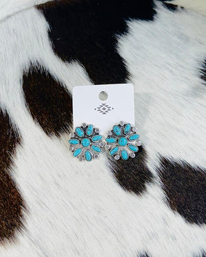 Fashion Turquoise Flower Studs