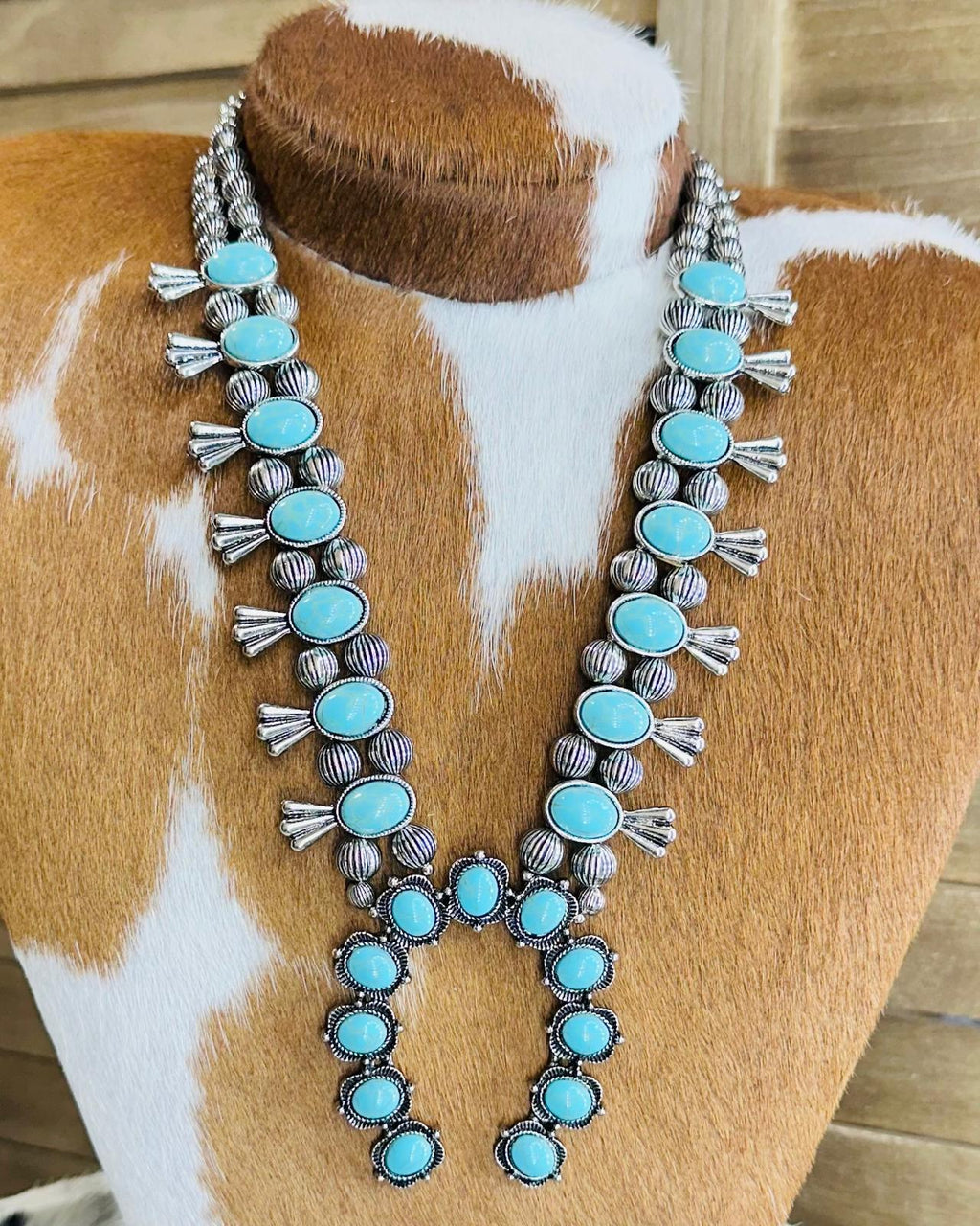 Turquoise Blue Squash Statement Necklace