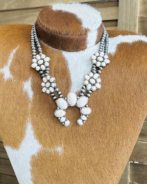 White Stone Full Cluster Squash Necklace