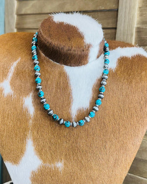 Pearl Turquoise Beaded Necklace