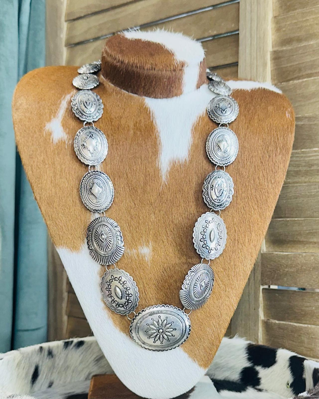 Silver Concho Statement Necklace