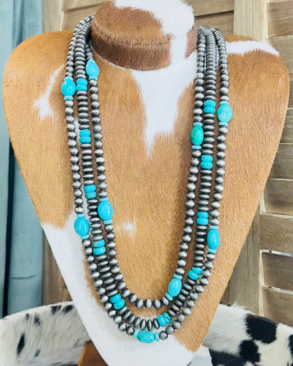 Beaded Turquoise Fashion Pearl Layered Necklace