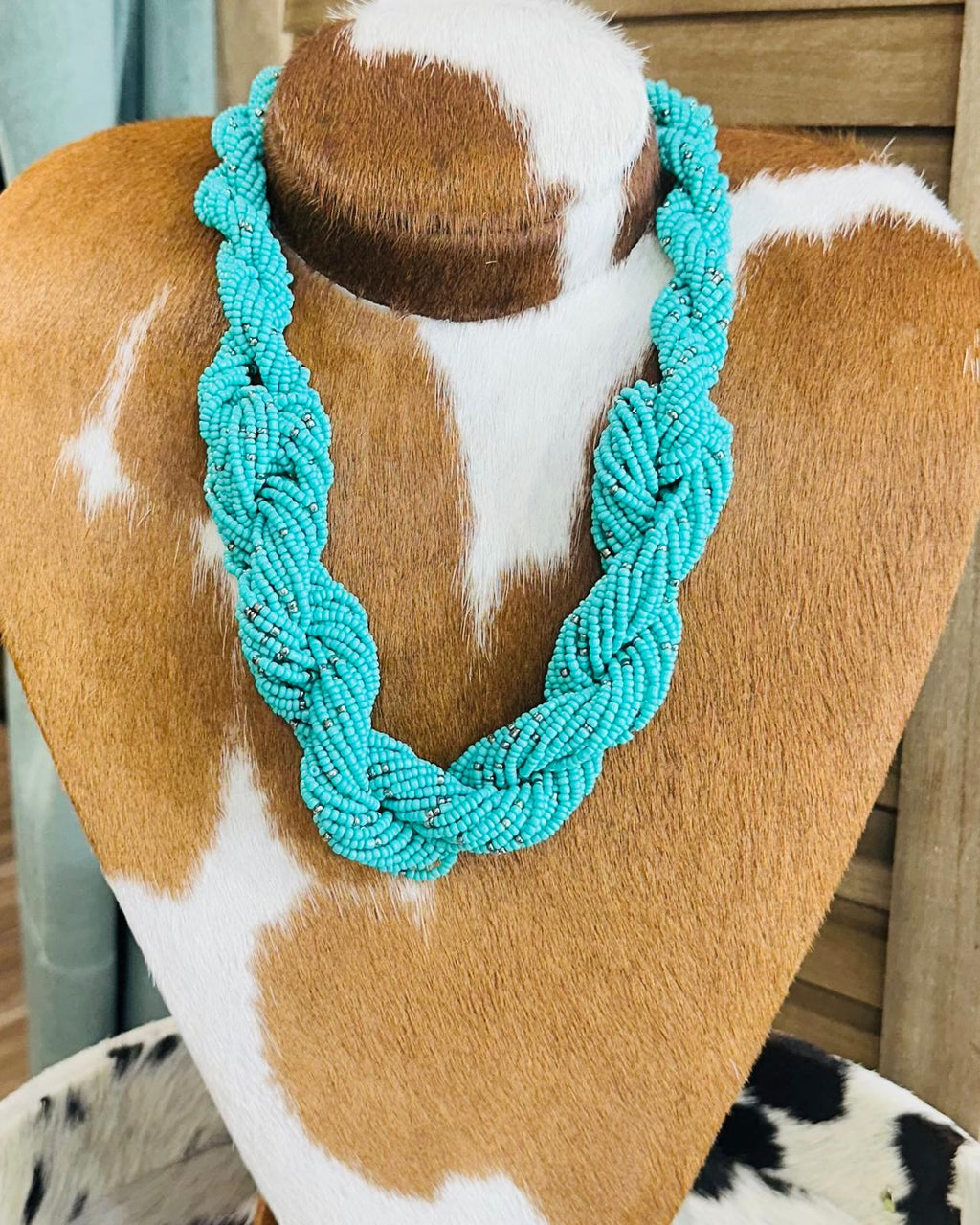 Twisted Beaded Turquoise Necklace