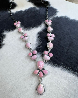 Pink Conch Cluster Statement Necklace