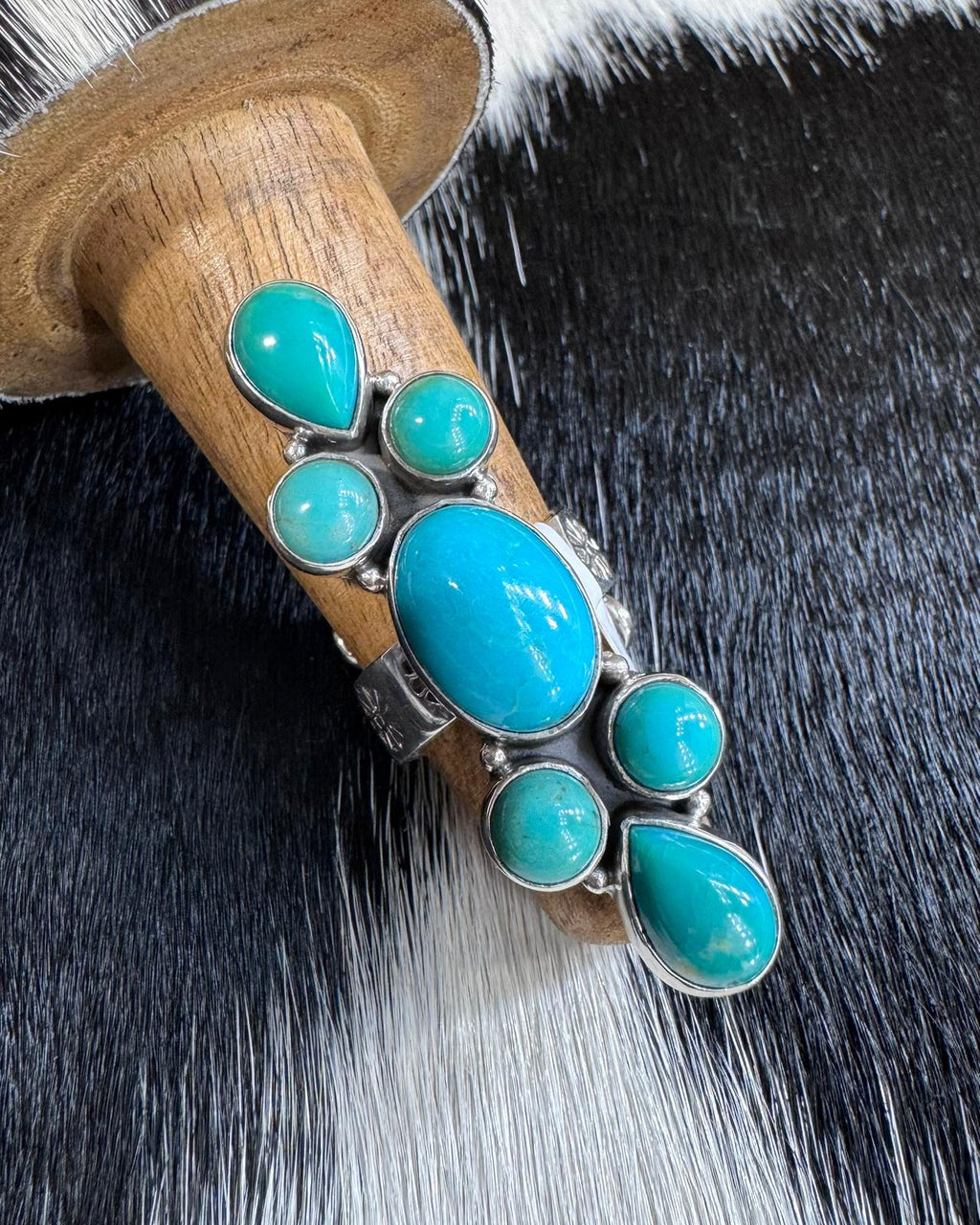 Zia Kingman Turquoise 3 Piece Ring *Adjustable