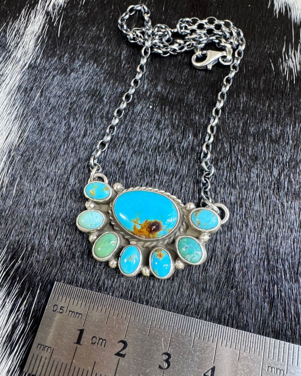 Geraldine James Mixed Turquoise Cluster Necklace *18"