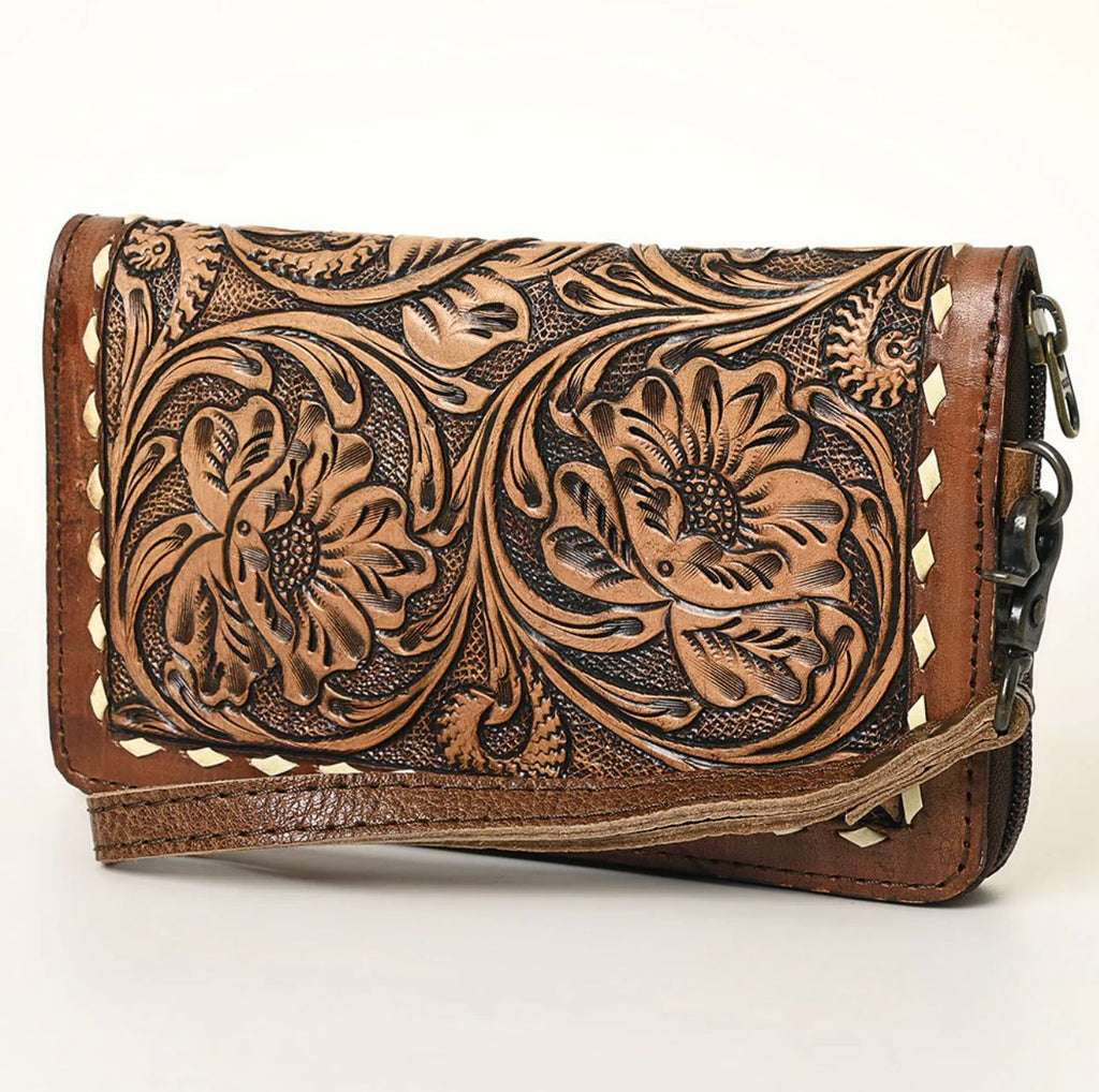 AD Tooled Zipper Wallet