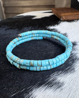 Heishi Light Blue Wrap Bracelet