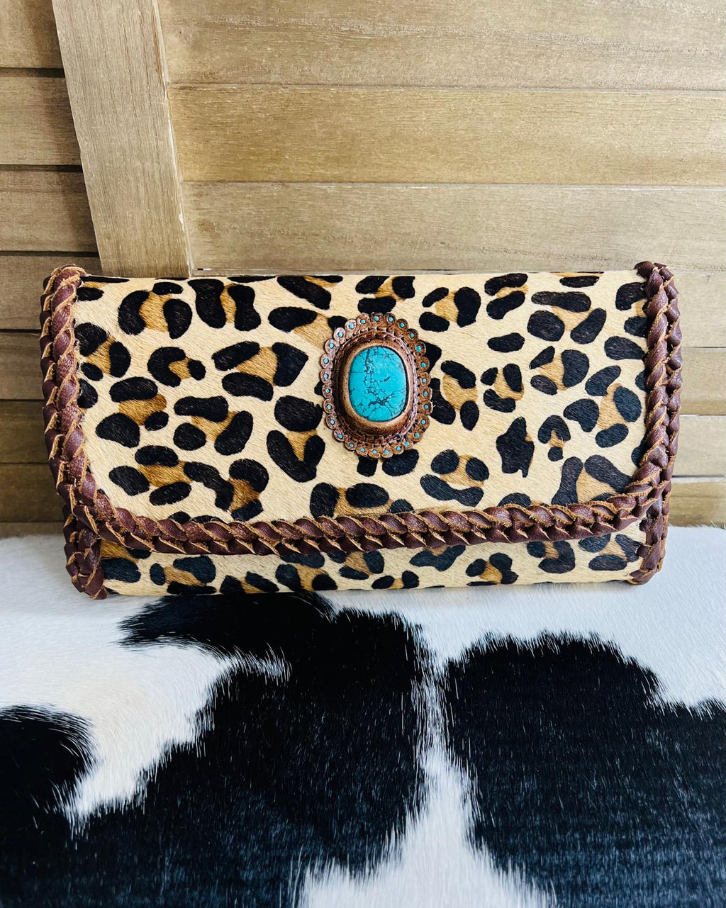 Leopard AD Stone Clutch Crossbody