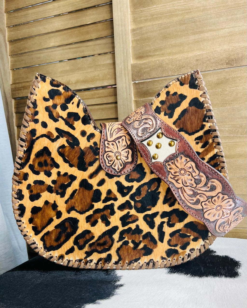 AD Leopard Flower Shoulder Bag