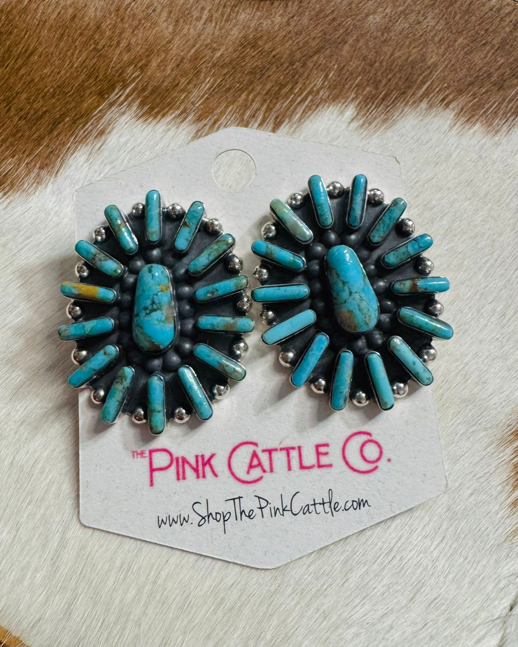 Authentic Concho Studs *Sterling Gen. Turq