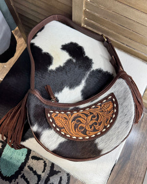 Half Moon Cowhide Shoulder Bag