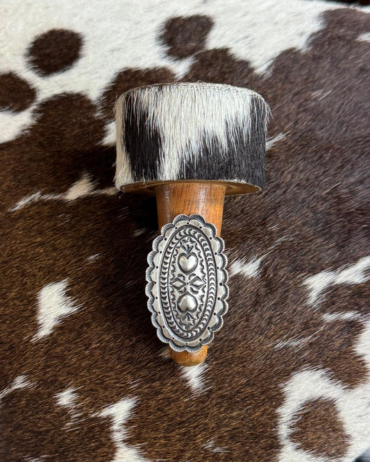Sterling Heart Pattern Oval Ring * Native