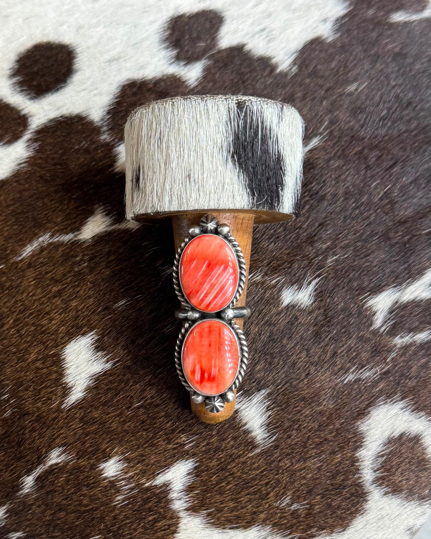 Red Spiny Double Stone Ring *Native