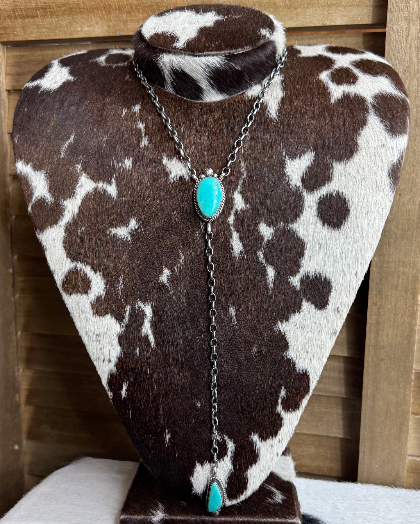 Turquoise 2 Stone Lariat *Native