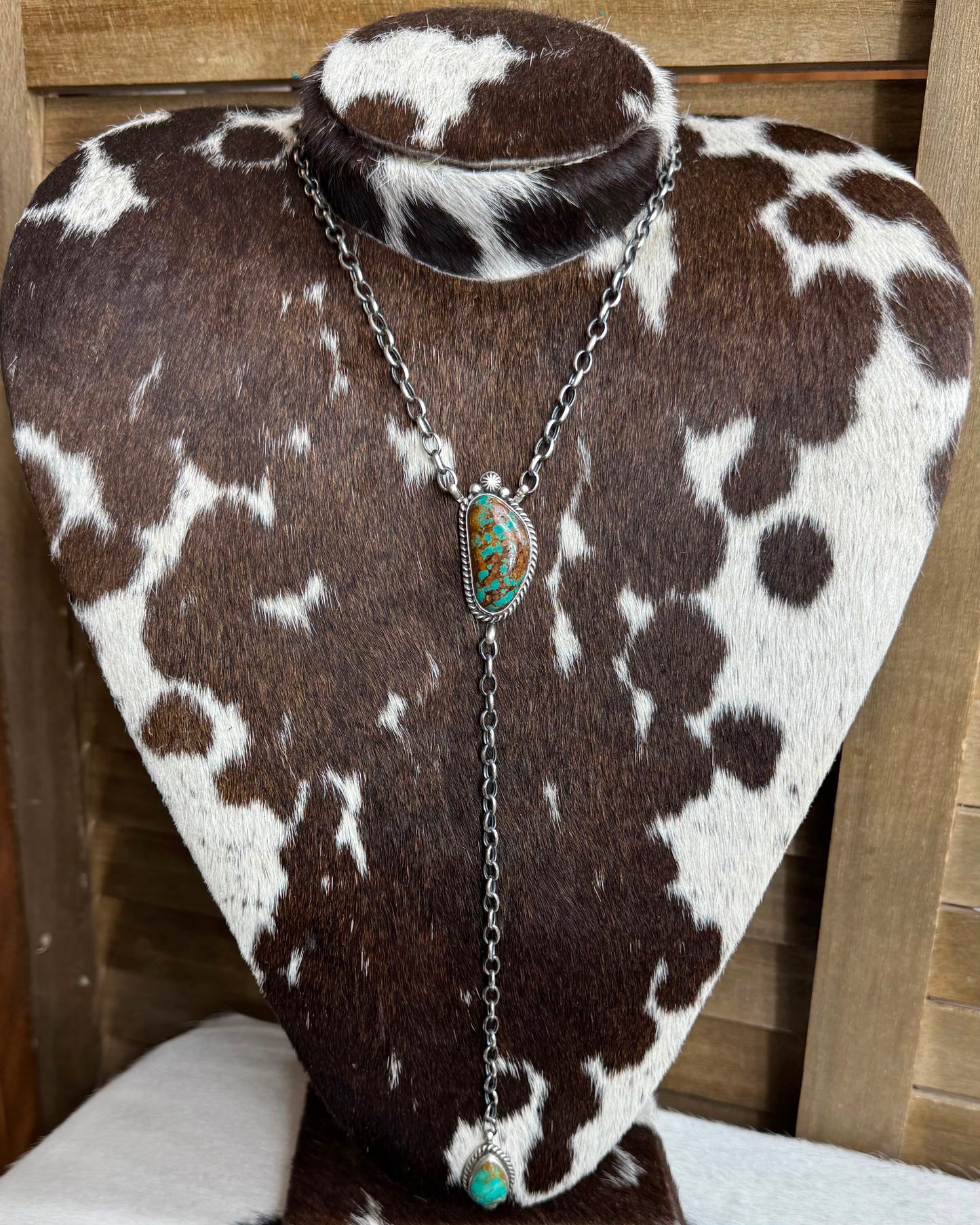 Green Turquoise 2 Stone Lariat *Native