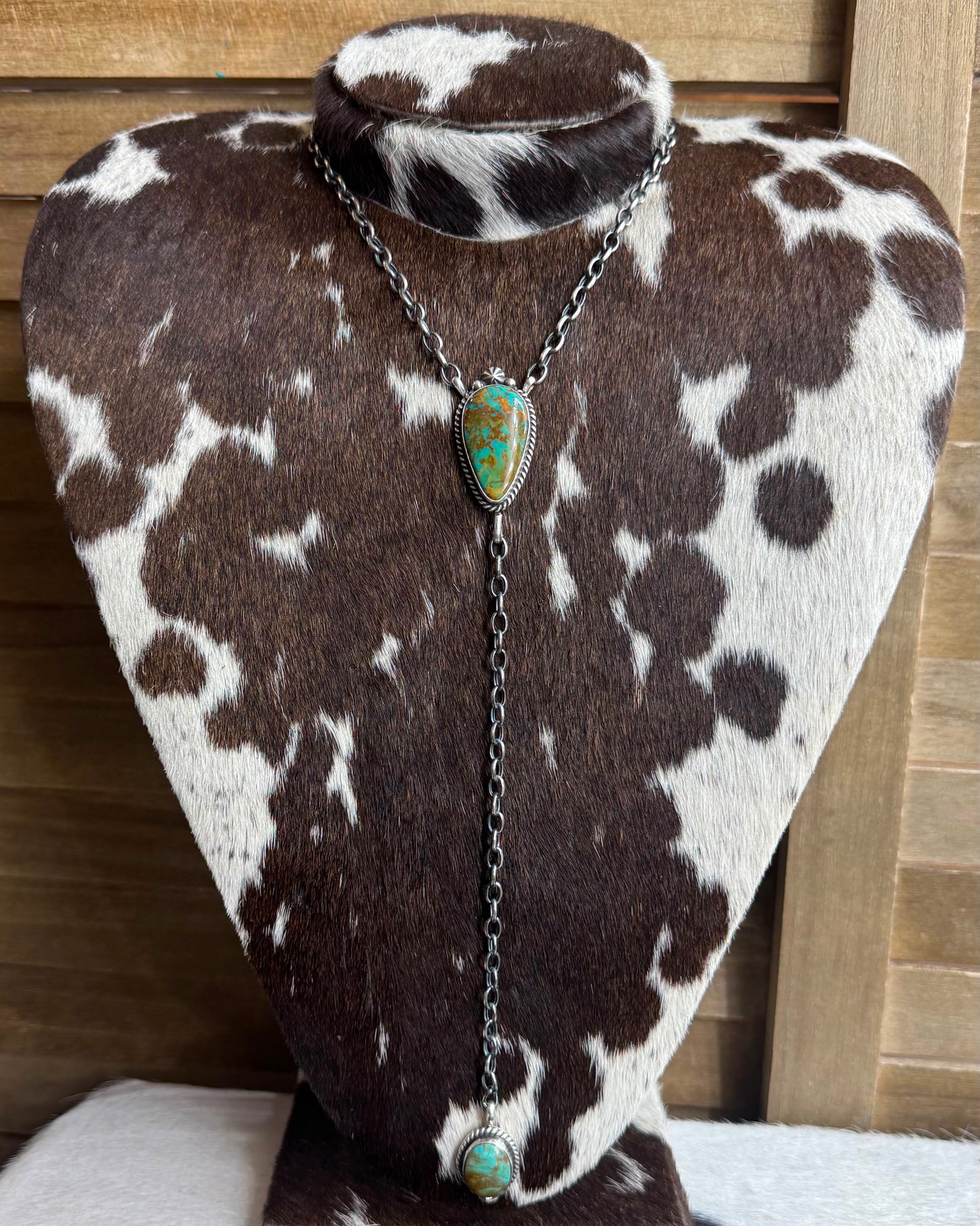 Green Turquoise 2 Stone Lariat *Native