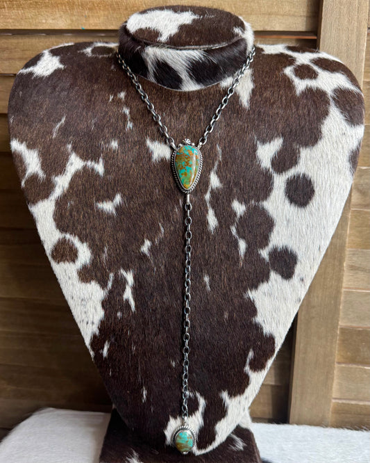Green Turquoise 2 Stone Lariat *Native
