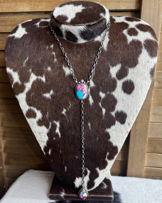 Cotton Candy 2 Stone Lariat *Native
