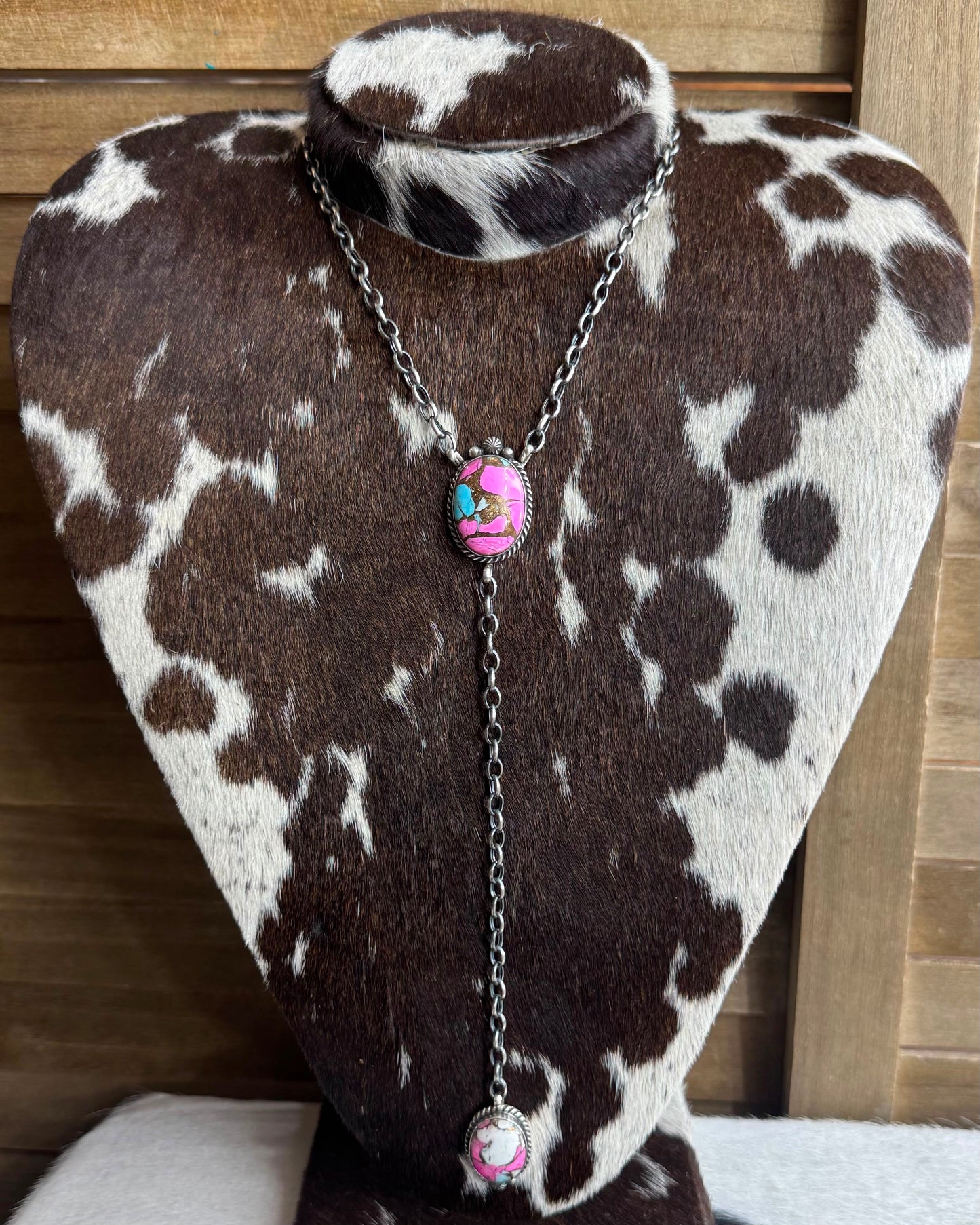Cotton Candy 2 Stone Lariat *Native