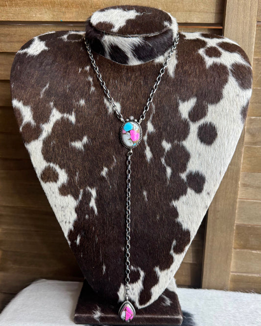 Cotton Candy 2 Stone Lariat *Native