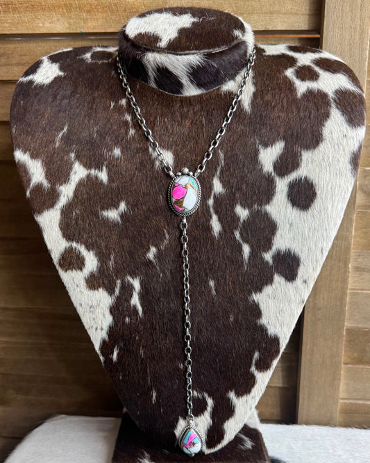 Cotton Candy 2 Stone Lariat *Native