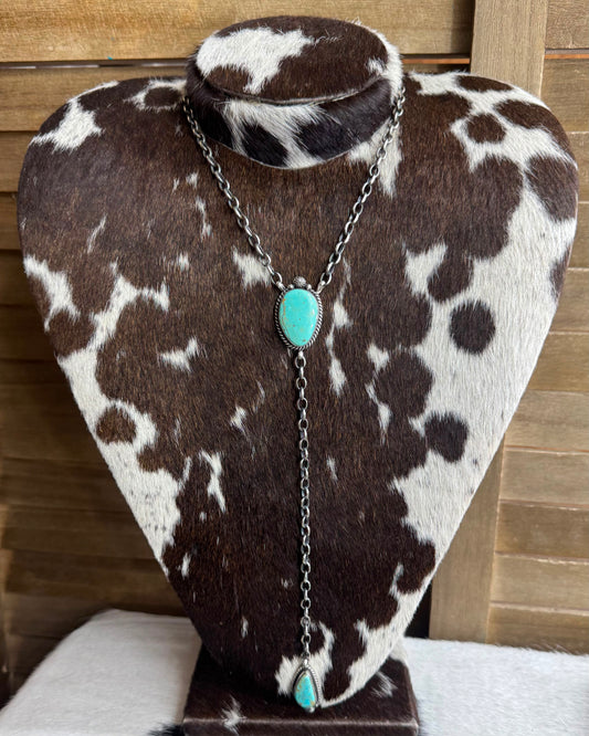 Turquoise 2 Stone Lariat *Native