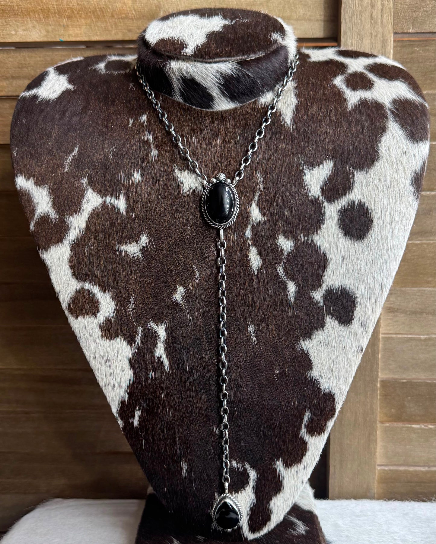 Black Onyx 2 Stone Lariat *Native
