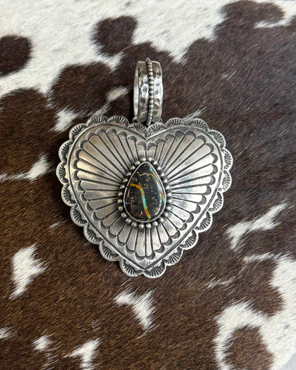 Sterling Heart Black Jack Pendant *Native