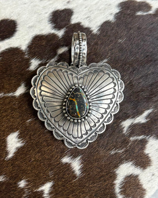 Sterling Heart Black Jack Pendant *Native