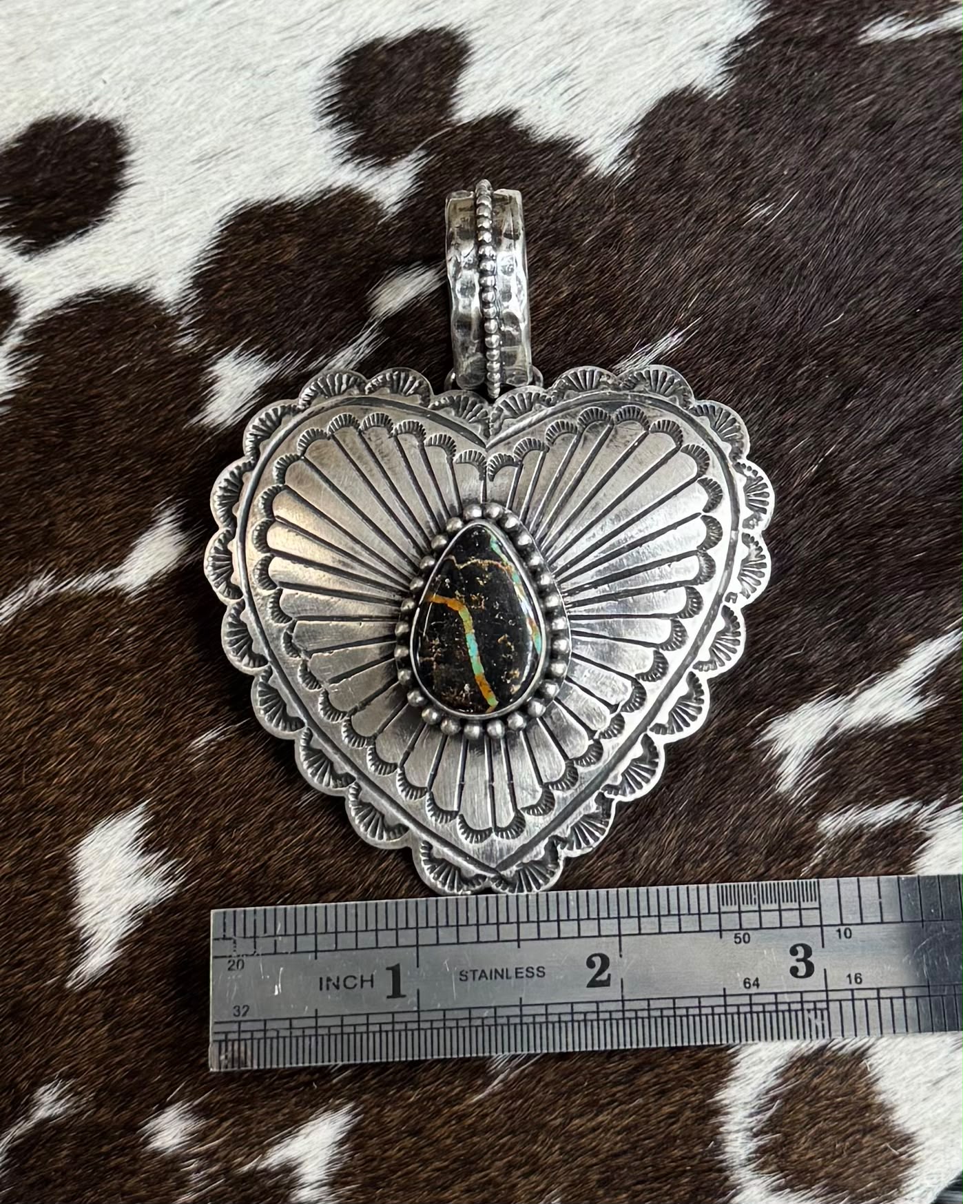 Sterling Heart Black Jack Pendant *Native
