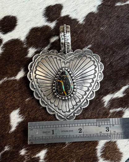 Sterling Heart Black Jack Pendant *Native