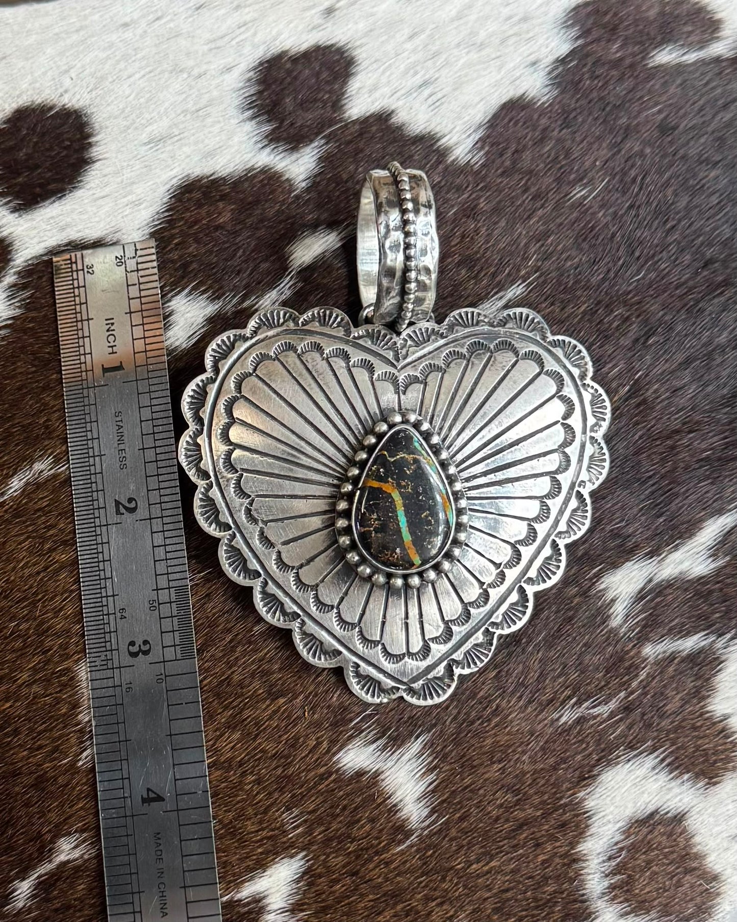 Sterling Heart Black Jack Pendant *Native