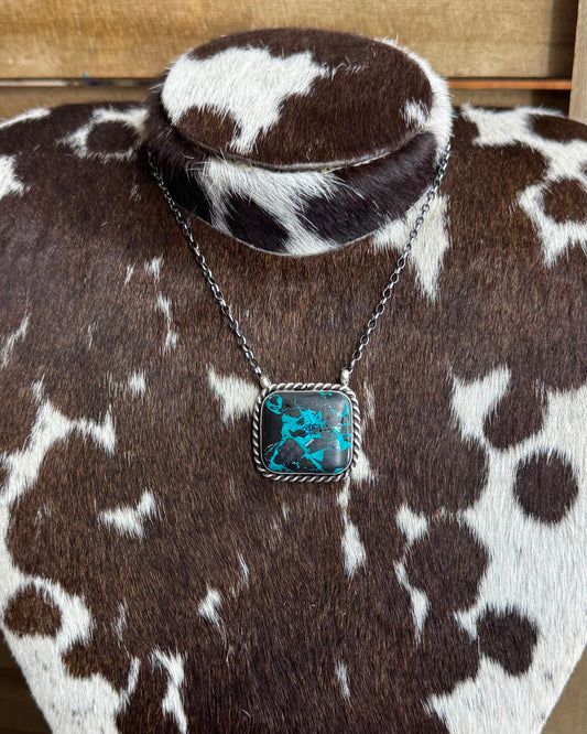 Black Buffalo Square Necklace *Native
