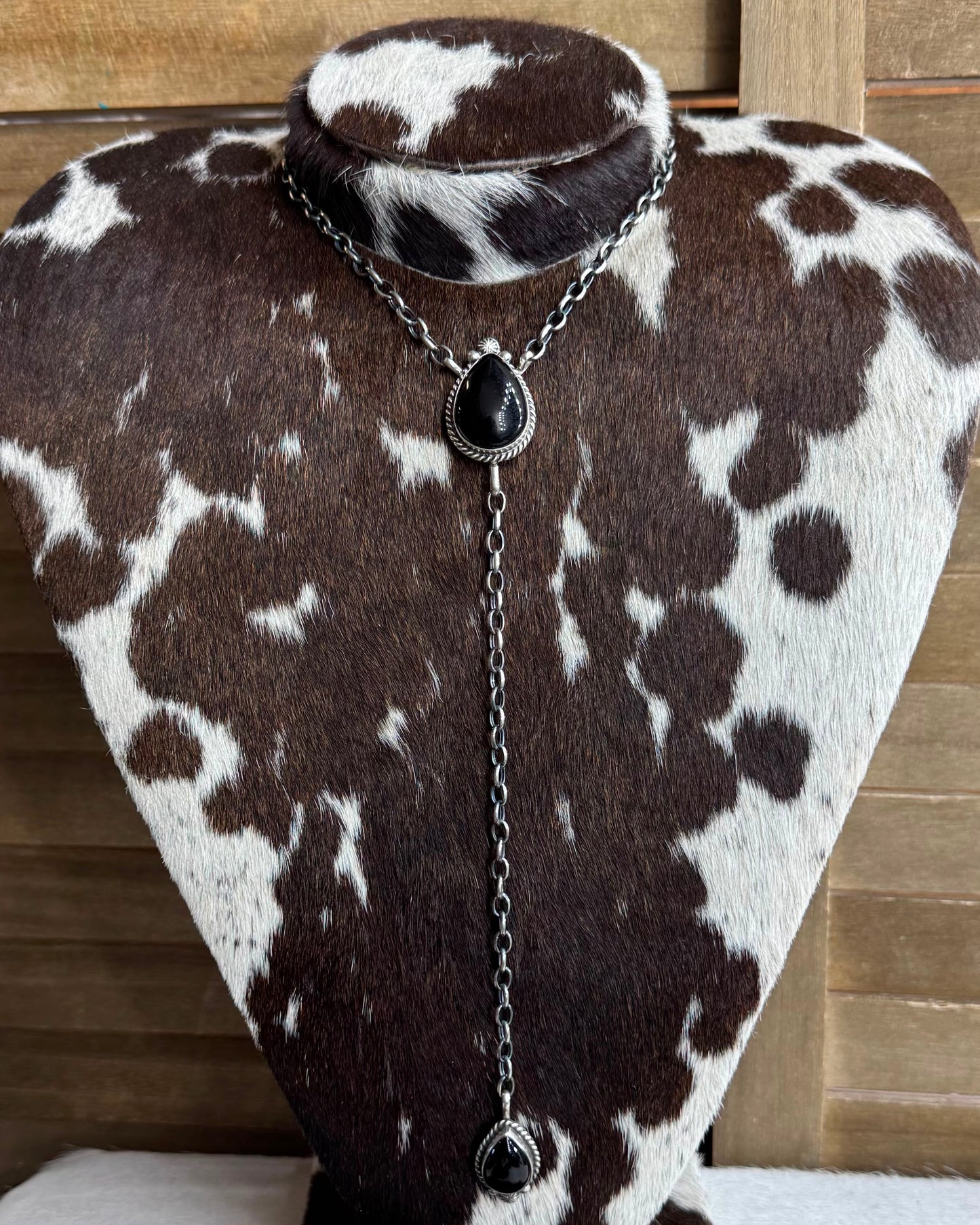Black Onyx 2 Stone Lariat *Native