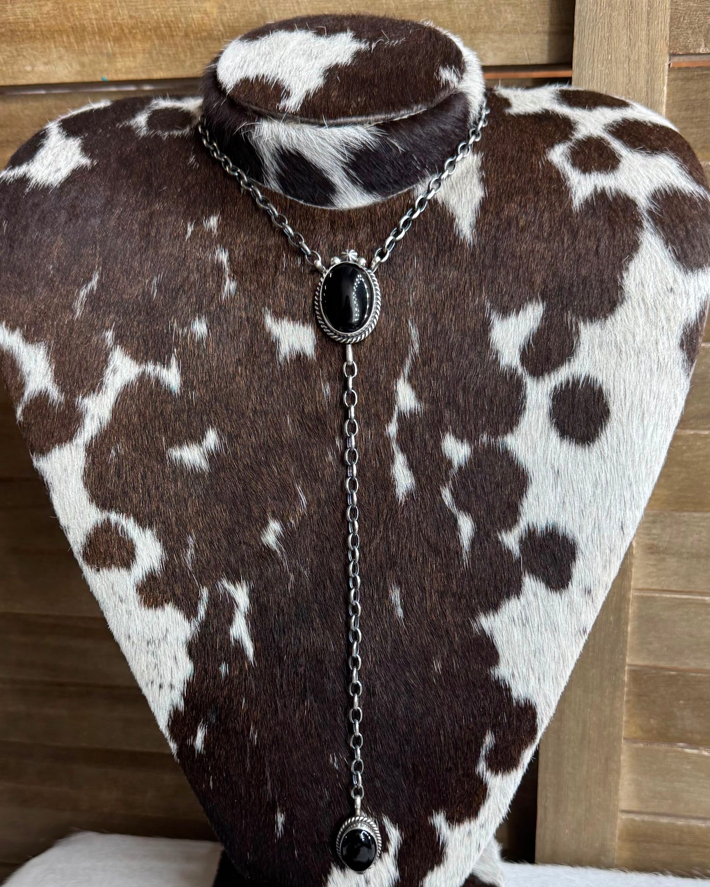 Black Onyx 2 Stone Lariat *Native